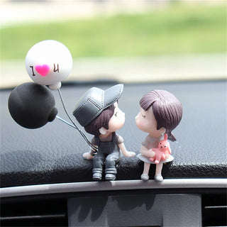 Car Accessories Cute Cartoon Couples Action Figure Figurines Balloon Ornament Auto Interior Dashboard for Girls Gifts