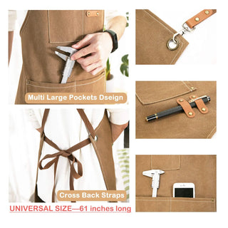 Thicken Canvas Apron Antifouling Barista Aprons Kitchen Restaurant Worker Barber Carpenter Florist Apron for Women Man