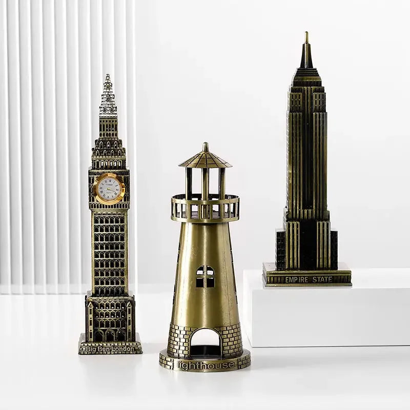 Metal 3D World Famous Architectural Bronze Crafts Model Building Home Decor Eiffel Tower/Statue of Liberty/Empire State Statue