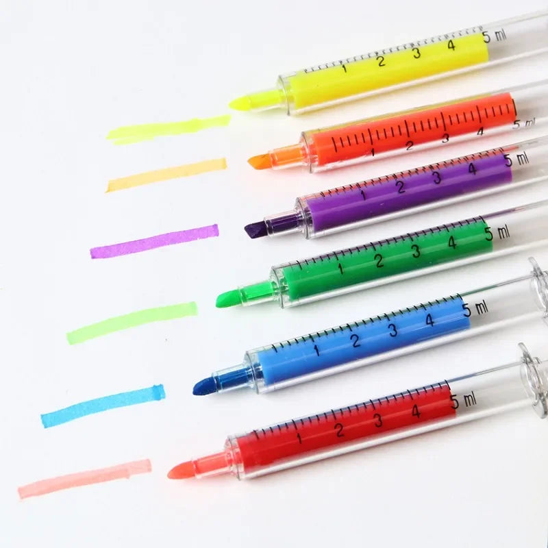 Cute Kawaii Novelty Nurse Needle Syringe Shaped Highlighter Marker Marker Pen Stationery School Supplies