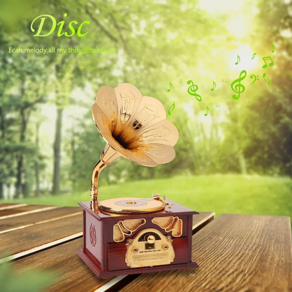 Hand Crank Music Box Creative Retro Musical Box Exquisite Manual Classic Antique Wooden Eco-friendly for Friends Kids Boys Girls