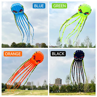 3D 8-meter Four-color Octopus Kite Large Animal Soft Kite Outdoor Inflatable Kite Adult Kite Easy To Fly Nylon Tear Resistant