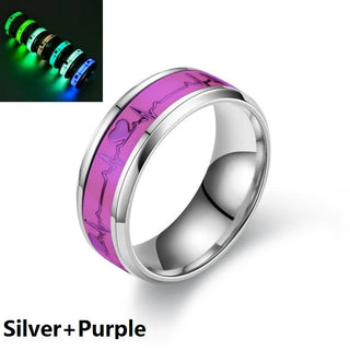 Stainless Steel Luminous Finger Rings For Men Women Fashion Glowing In Dark Heart Band Ring Jewelry Couple Accessories