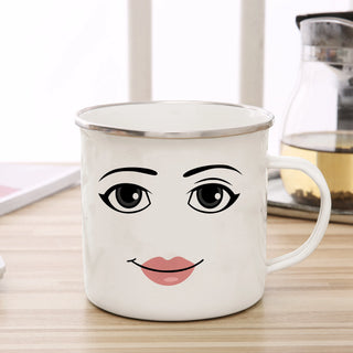 Creative Game Inspired Woman Face Mug Funny Man Enamel Mug Woman Face Coffee Mug Cute Gamer Birthday Gift Back to School Mug