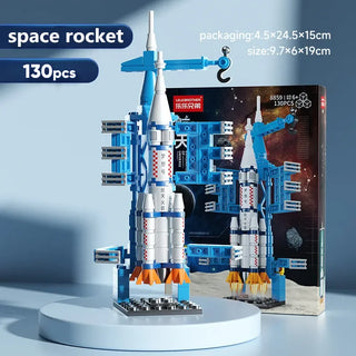 City Space Rocket DIY Craft Launch Center Base Puzzle Model Assembling Bricks Children