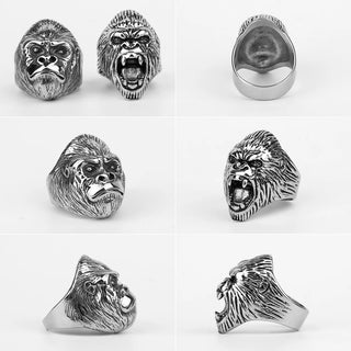 Stainless Steel Men Rings Gorilla Monkey Punk Hip Hop Cool Personality for Male Boyfriend Jewelry Creativity Gift Wholesale