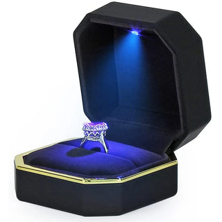 Luxury Jewelry Couple Ring Box With LED Light For Engagement Wedding Ring Box Festival Birthday Jewerly Ring Display Gift Boxes