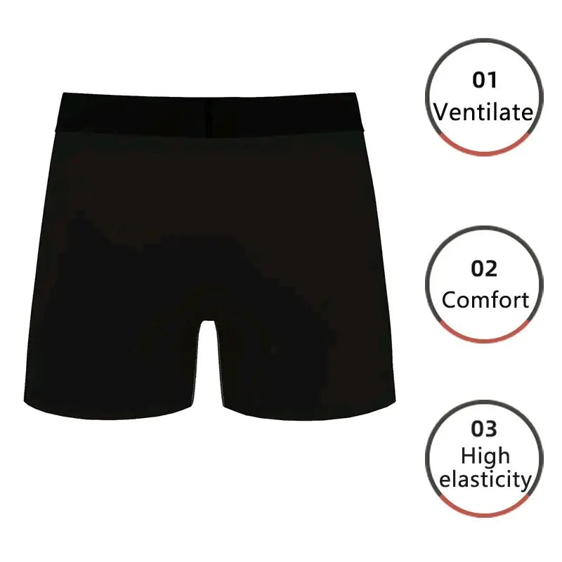 Men Sports Boxers Underwear Underpants Sport Black M L XL Turn On Switch Printing Breathable Ventilate Fashion Fitness Casual