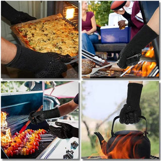 BBQ Gloves Heat Resistant Kitchen Silicone Oven Mittens Non-Slip Pot Grilling Gloves for Grill Smoker Barbeque Cooking Baking