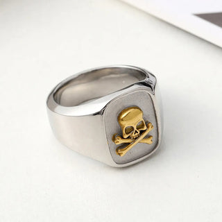 Fashion Steel Color/Gold Color Simple Skull Ring Men And Women Small Stainless Steel Biker Ring Jewelry Gifts