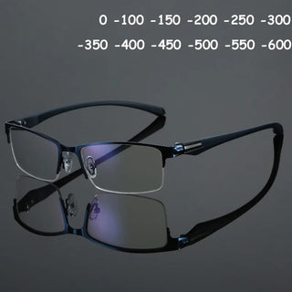 Blue Light Blocking Myopia Glasses For Women Men Fashion Metal Full Frame Eyeglasses Student Near Sight Eyewear Diopter To -6.0