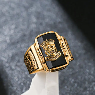 3 PCS Vintage Gold-Color Carved Person Big Square Red Crystal Gemstone Ring For Men Fashion Punk Jewelry Ring Accessories