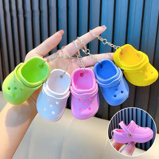 Plastic Silicone 3D Slipper Sandal Keychain For Women Men Mini EVA Croc Shoes Key Chains Bag Backpack Pendant Keyring Friend Gif