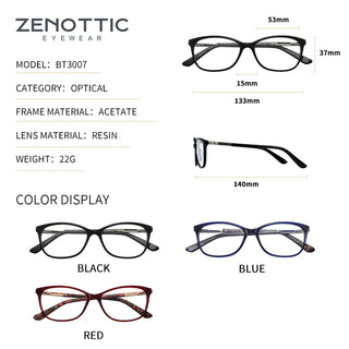 ZENOTTIC Cat Eye Prescription Progressive Glasses Women Photochromic Anti Blue Light Glasses Optical Myopia Prescription Eyewear