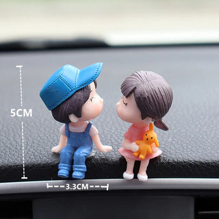 Car Accessories Cute Cartoon Couples Action Figure Figurines Balloon Ornament Auto Interior Dashboard for Girls Gifts