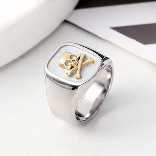 Fashion Steel Color/Gold Color Simple Skull Ring Men And Women Small Stainless Steel Biker Ring Jewelry Gifts