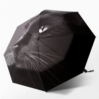 Black Cat Umbrella Men Fashion Creative Automatic Umbrella 3 Folding Sun Umbrella UV Protection Sombrinha