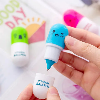 30 Pcs Ball Point Pens Manufacturer Wholesale Creative Cute Cartoon Pill Ball-point Pen Customize Gift Printing Wholesale