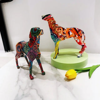 Colorful resin dog craft ornaments, Tuya dog statues, living room office entrance wine cabinet decoration ornaments.