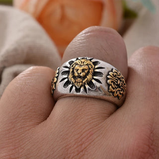 Hot Sell Vintage Lion Animal Design Thai Silver Men Party Ring Original Jewelry Cheap Gifts No Fade