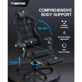 Computer Office Ergonomic Gamer Chair Black Gaming Chairs With Footrest Mobile Armchair Relaxing Backrest Reclining Wheels