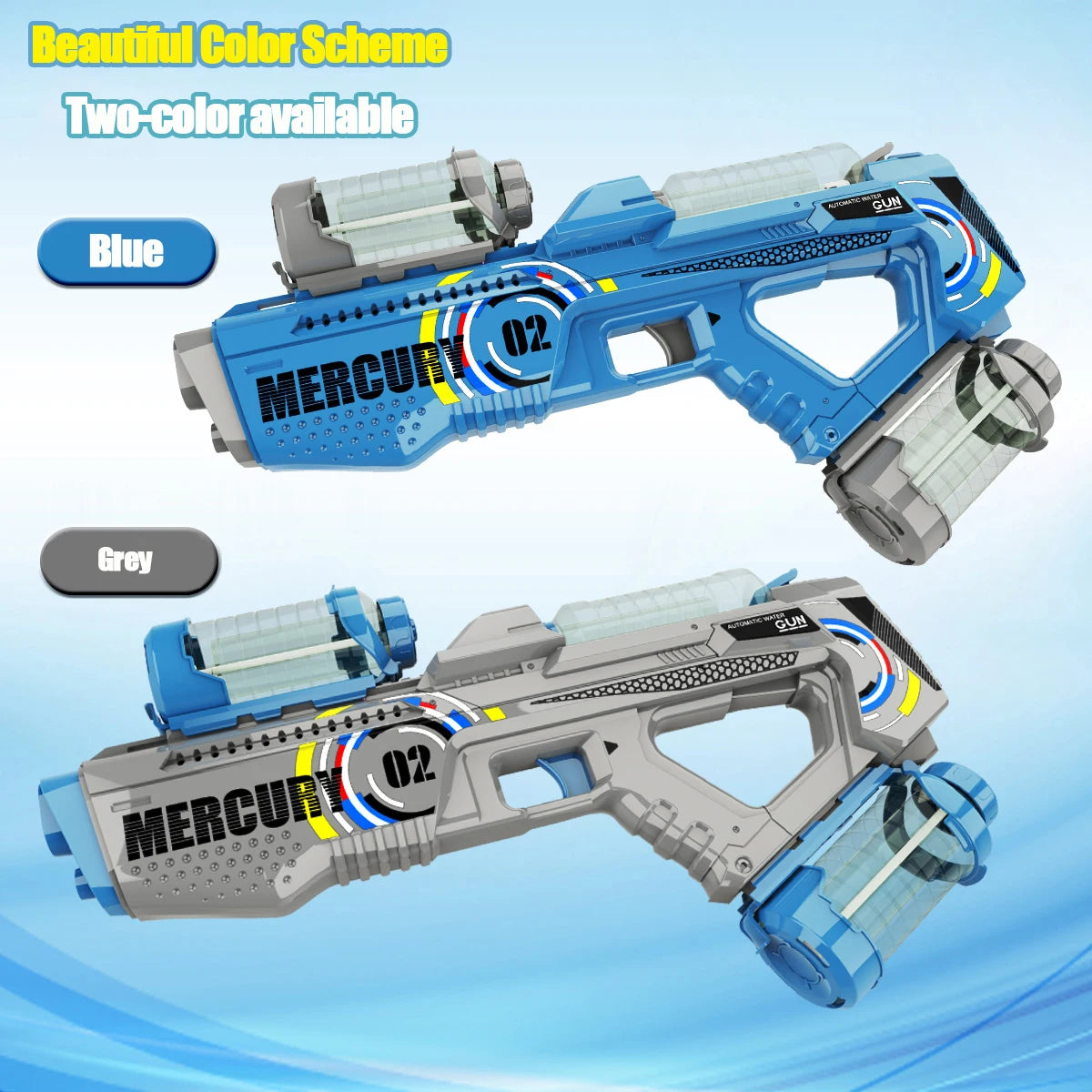 Summer Fully Automatic Electric Water Gun with Light Rechargeable Continuous Firing Party Game Kids Space Splashing Toy Boy Gift