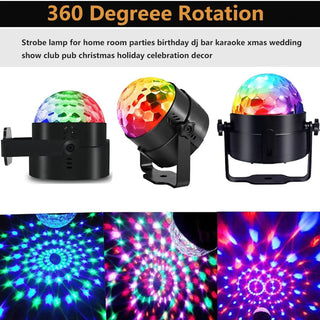 LED Stage Disco Light Rotating DJ Ball Strobe Remote Sound Control Magic Dance Car RGB Christmas Gift Party Club Laser Show Lamp