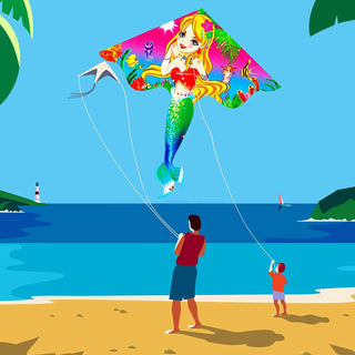 Outdoor Fun Sports New Mermaid Kite For Beginner Delta Kites For Kids And Adults  Come With String And Handle Easy To Fly