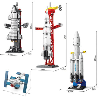 NEW mini Aviation Manned Rocket Model Building Blocks Space Aerospace Station Bricks City Construction Toys for Children