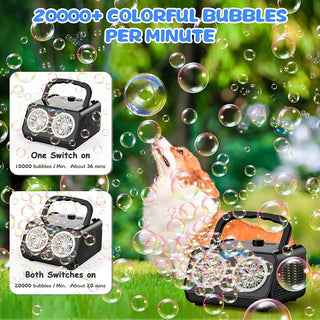 Automatic Bubble Machine Upgrade Bubble Blower with 2 Fans, 50000+ Bubbles Per Minute Bubbles for Kids Portable Bubble Maker