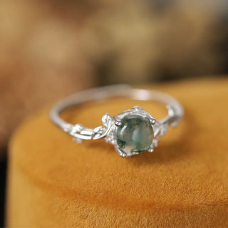 Fashion S925 Sterling Silver Natural Green Agate Women