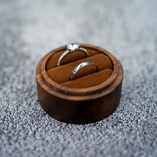 Wooden Ring Box Double Couple Rings Holder Jewelry Earrings Stud Storage Proposal Wedding Anniversary Ring Organizer Packing Box