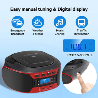 Wireless Bluetooth Portable Speaker Cd Walkman Multifunctional FM Stereo Radio with USB and CD Player FM Hand-operated Boombox