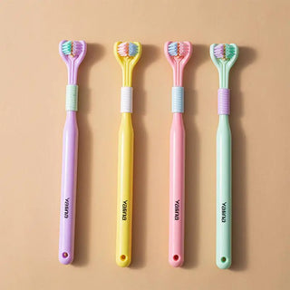 360 Degree Adult Three-head Toothbrush High Color Value Three-sided Toothbrush Scraping Tongue Coating Cleaning Soft Hair Tooth