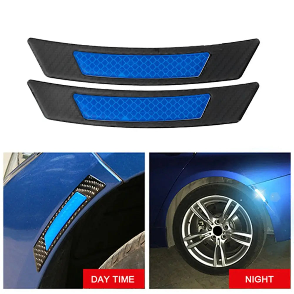 2Pcs Carbon Fiber Protection Car Wheel Eyebrow Edge Reflective Guard Sticker Hot