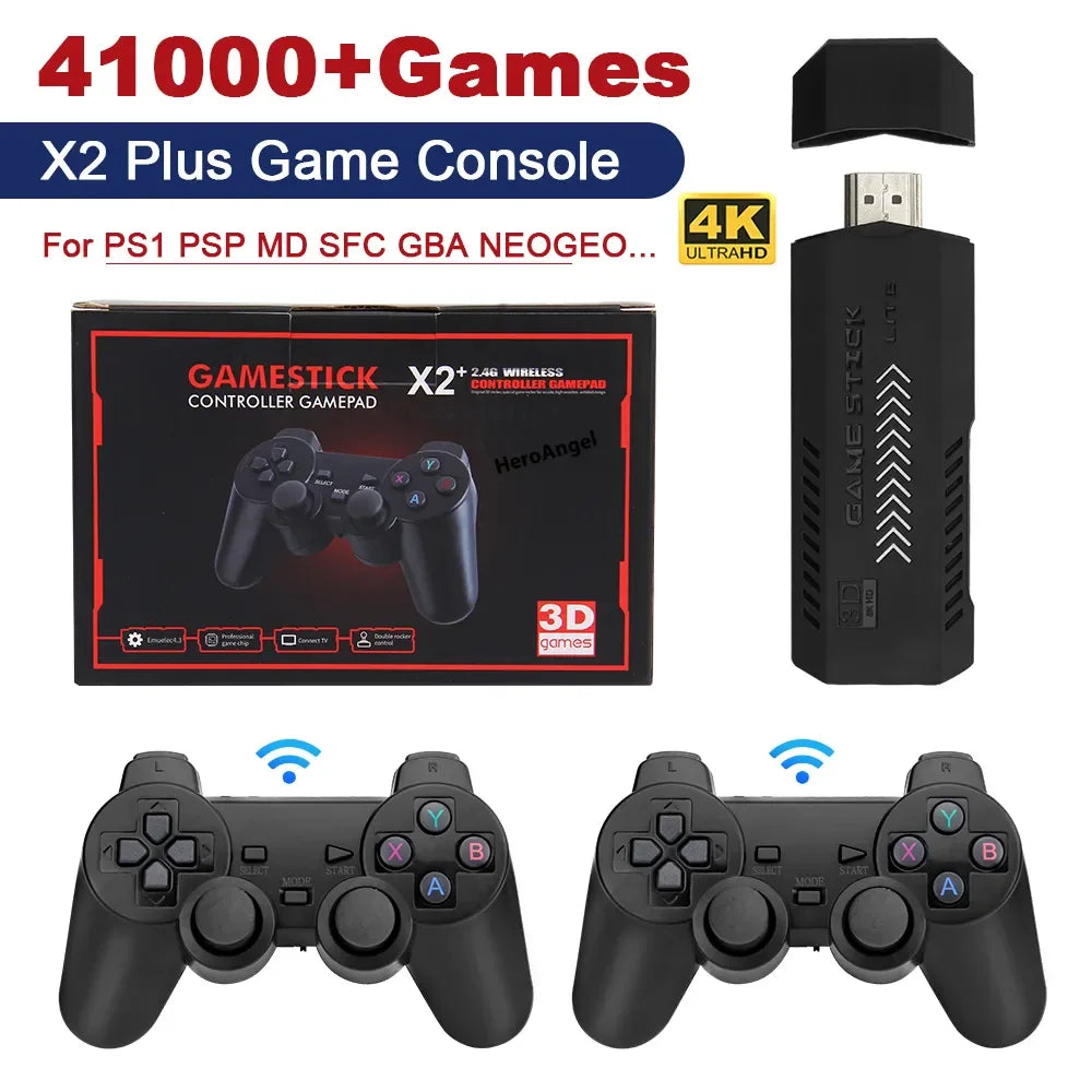 X2 Plus 256G 50000 Games GD10 Pro 4K Game Stick 3D HD Retro Video Game Console Wireless Controller TV 50 Emulator For PS1/N64/DC