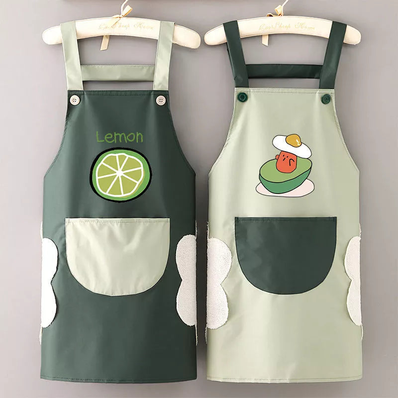 Kitchen Aprons for Woman Men Chef Work Apron for Grill Restaurant Bar Shop Cafes Beauty Nails Studios Uniform Avocado Lemon