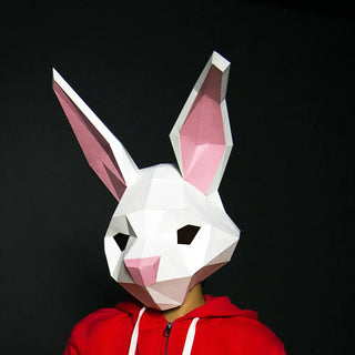 3D Paper Model Wearable Mask Rabbit Animal Cosplay DIY Papercraft Origami Headgear Christmas Halloween Prom Party Girls Gift