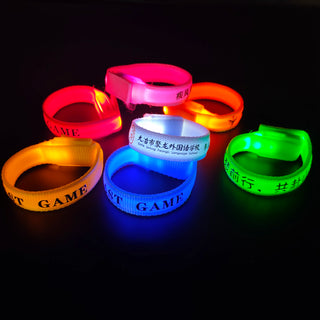 1pcs Plain Solid Color Nylon Light Up Wristband , Glow In Dark LED Bracelets for Running & Events & Festival