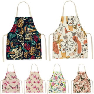 Skull Pattern Cleaning Home Kitchen Kitchen Apron Men And Women Oil Proof Waterproof Adult Waist Fashion Coffee Cleaning Apron