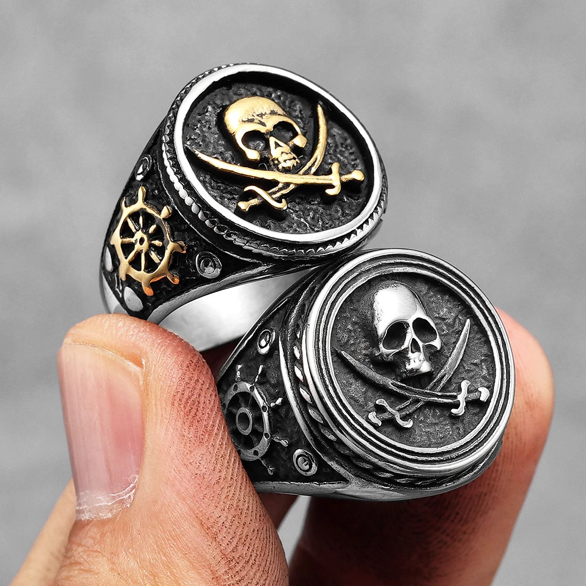 Punk Viking Pirate Sailor Skull Men Rings Stainless Steel Women Jewelry Gothic Rock Vintage Fashion Accessories Gift