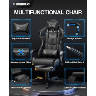 Computer Office Ergonomic Gamer Chair Black Gaming Chairs With Footrest Mobile Armchair Relaxing Backrest Reclining Wheels