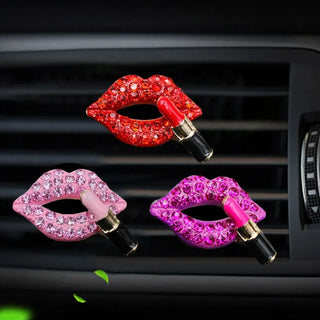 2/1pcs Car Air Outlet Aromatherapy Perfume Clip Diamond Red Lips Lipstick Clips Perfume Air Freshener Auto Interior Accessories