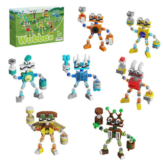 BuildMoc My Singing Music Chorus Wubbox Robot Figures Building Blocks Set Cute Song Monsters Bricks Toys Children Birthday Gifts