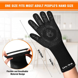 1PC 1472 Degrees F Extreme Heat Resistant Grilling Glove for BBQ Oven Smoker Stove Firepit Fryer Barbeque Pizza Oven Mitt