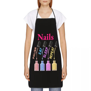 Nails Polish Eat Sleep Repeat Apron Kitchen Chef Cooking Baking Bib Women Men Tech Funny Apron Custom Picture Logo