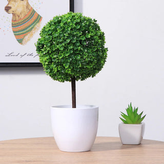 2 Pcs Artificial Topiaries Faux Tree Outdoor Book Shelves Plants Decor Plastic Topiary Ball Extra Large Flower Pots Outdoor