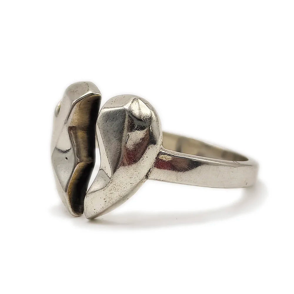 Broken Heart Ring Real Genuine 925 Sterling Silver Fine Jewelry for Men and Women Open Adjustable