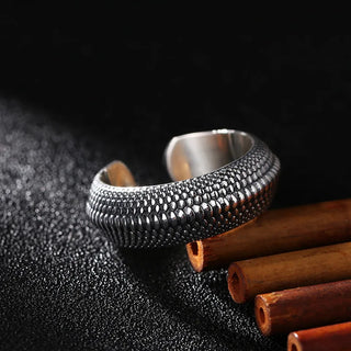 Retro 925 Thai Silver Dragon Scale Ring for Men Personality Trend Rings Hip-hop Simple Versatile Boy Finger Jewelry KOFSAC