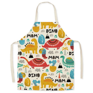 Cartoon Dinosaur Cute Apron for Children Kitchen Cooking Linen Soft Fabric Adults Children Bib Apron Cooking Accessories Aprons